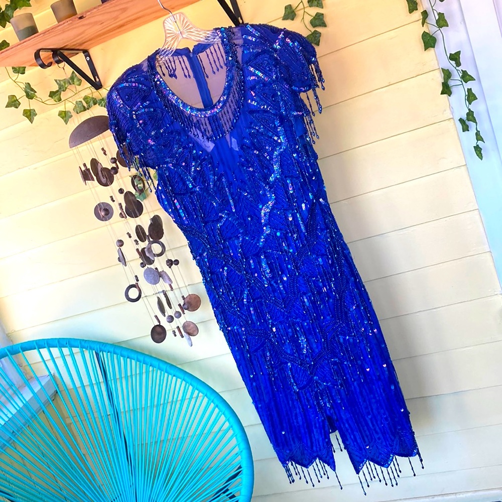 VTG Laurence Kazar beaded dress